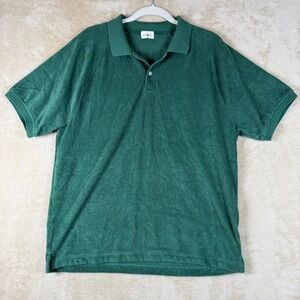 J. Crew Oarsmen Polo Shirt Mens Large Green Terry Cloth Preppy Retro Casual Soft